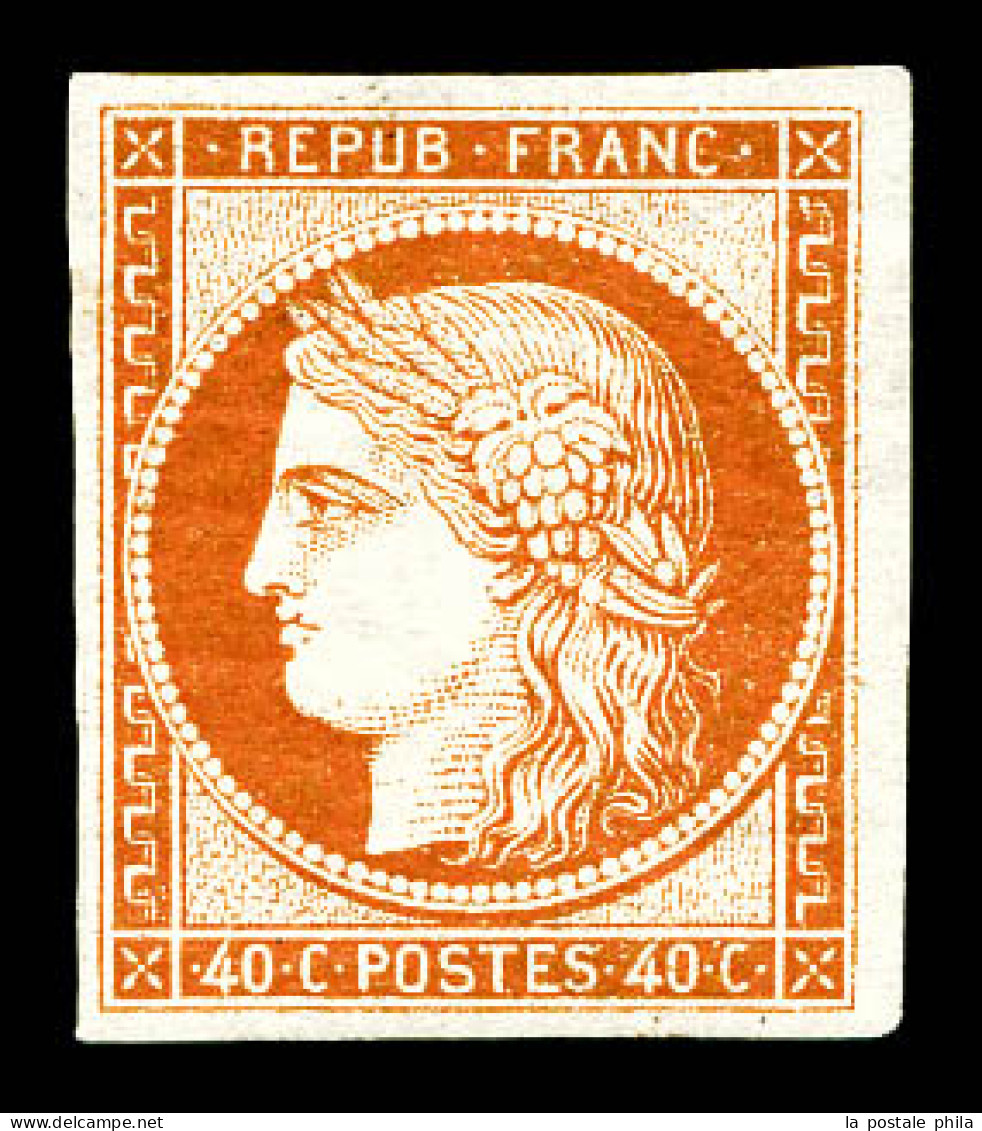 ** N°5A, 40c Orange, Quatre Belles Marges. SUP. R. (certificat)  Qualité: **  Cote: 4000 Euros - 1849-1850 Cérès