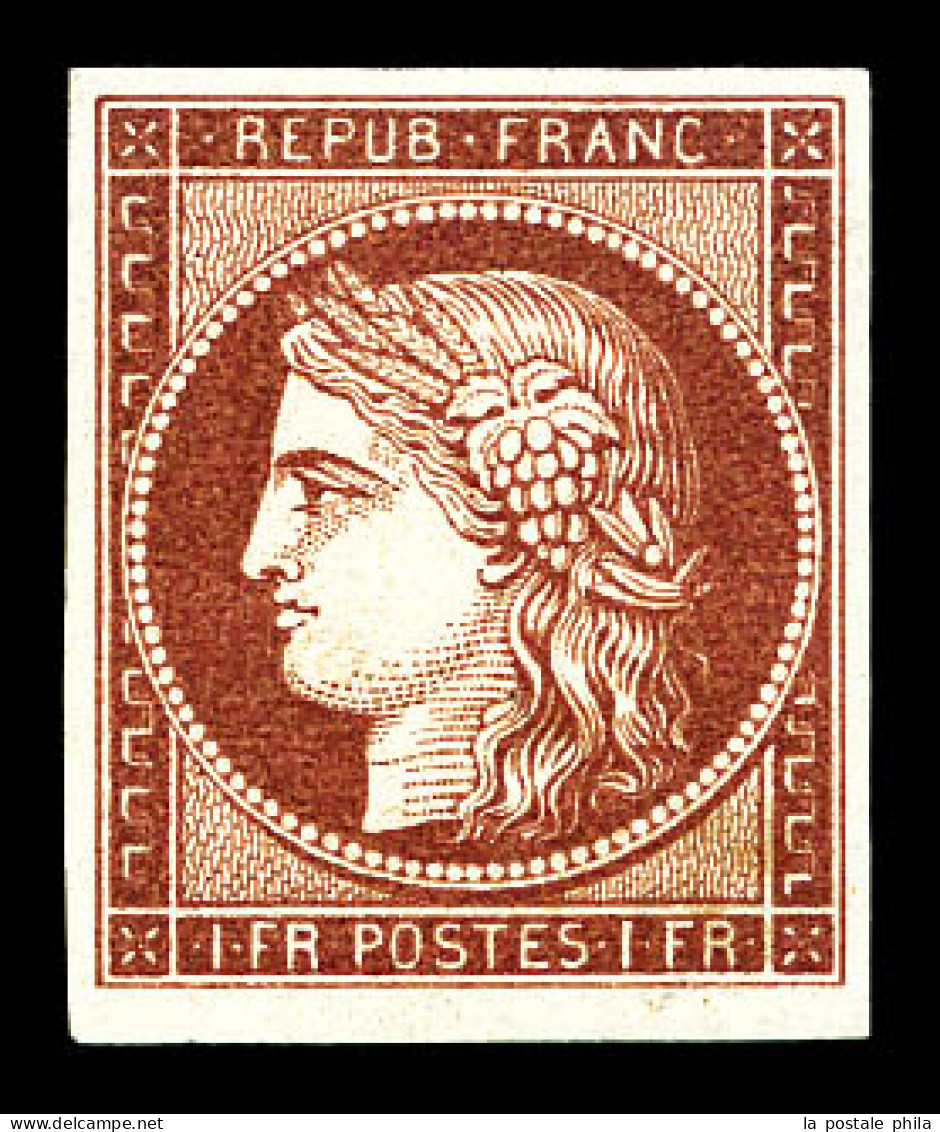 * N°6b, 1fr Carmin Foncé, Quatre Belles Marges équilibrées, Grande Fraîcheur. SUPERBE. R.R. (signé Bernichon/certificats - 1849-1850 Cérès