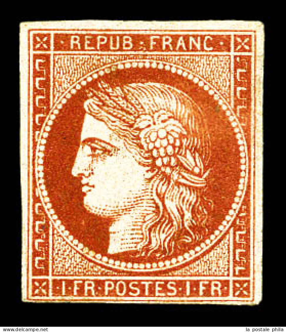 * N°7, 1F Vermillon, Jolie Nuance Et Grande Fraîcheur. SUPERBE. R.R.R. (signé Calves/Brun/certificats)  Qualité: *  Cote - 1849-1850 Ceres