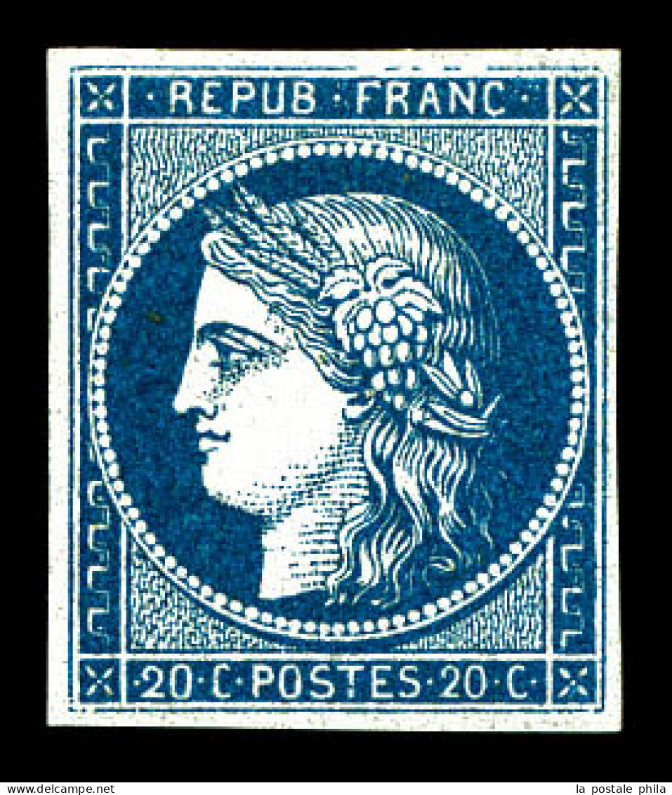 * N°8a, Non émis, 20c Bleu Foncé, Quatre Marges équilibrées, R.R. TTB (signé Calves/certificat)  Qualité: *  Cote: 4400  - 1849-1850 Ceres