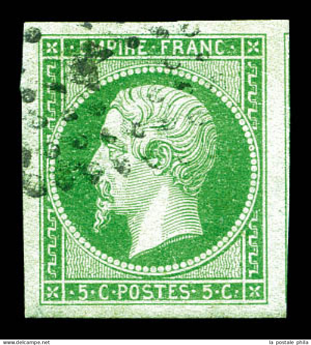 O N°12, 5c Vert-jaune, Quatre Belles Marges Avec Voisin. TTB  Qualité: Oblitéré - 1853-1860 Napoleone III