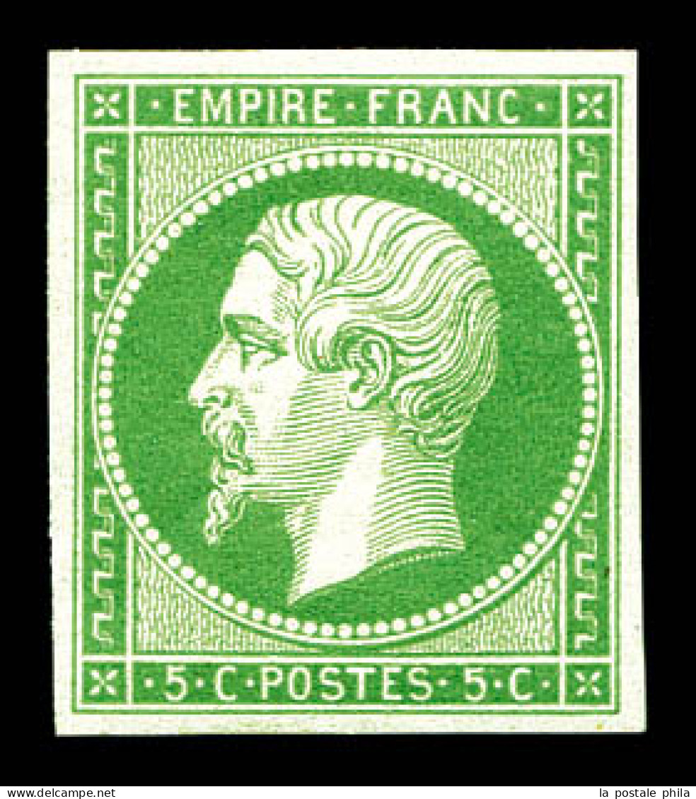 ** N°12a, 5c Vert-jaune, Quatre Belles Marges, Fraîcheur Postale. SUP (signé Brun/certificat)  Qualité: ** - 1853-1860 Napoleone III