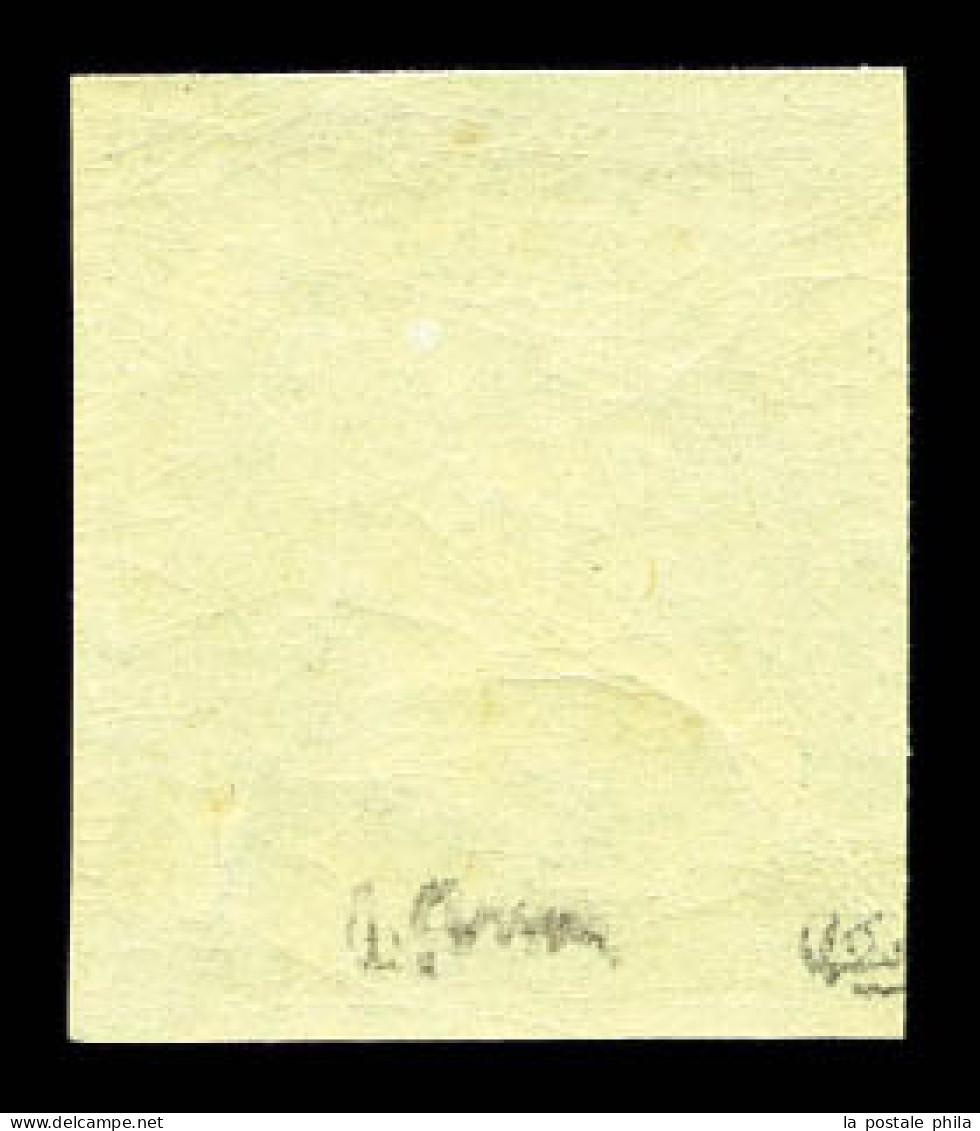 ** N°12a, 5c Vert-jaune, Quatre Belles Marges, Fraîcheur Postale. SUP (signé Brun/certificat)  Qualité: ** - 1853-1860 Napoleone III