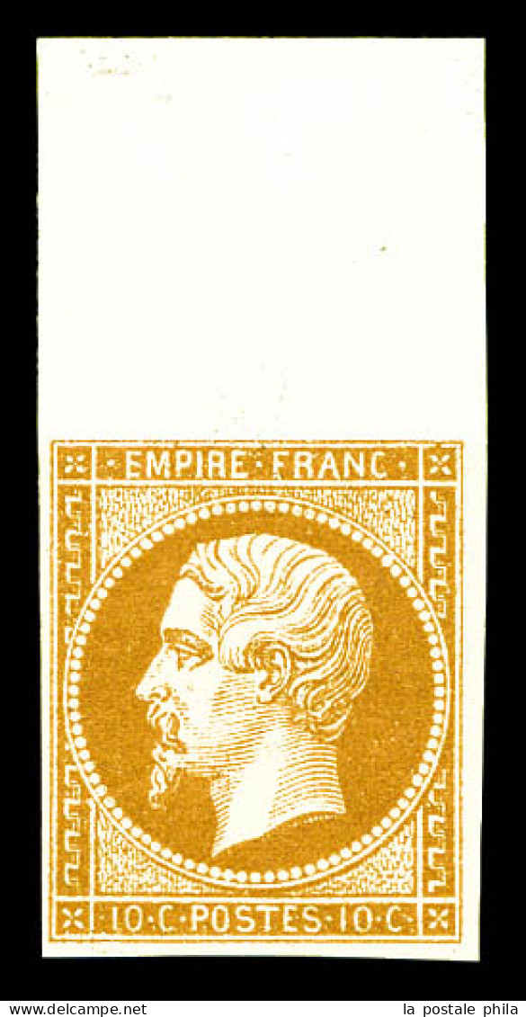 ** N°13B, 10c Brun-clair Type II, Bord De Feuille, Fraîcheur Postale, SUP (signé Calves/certificat)  Qualité: ** - 1853-1860 Napoléon III