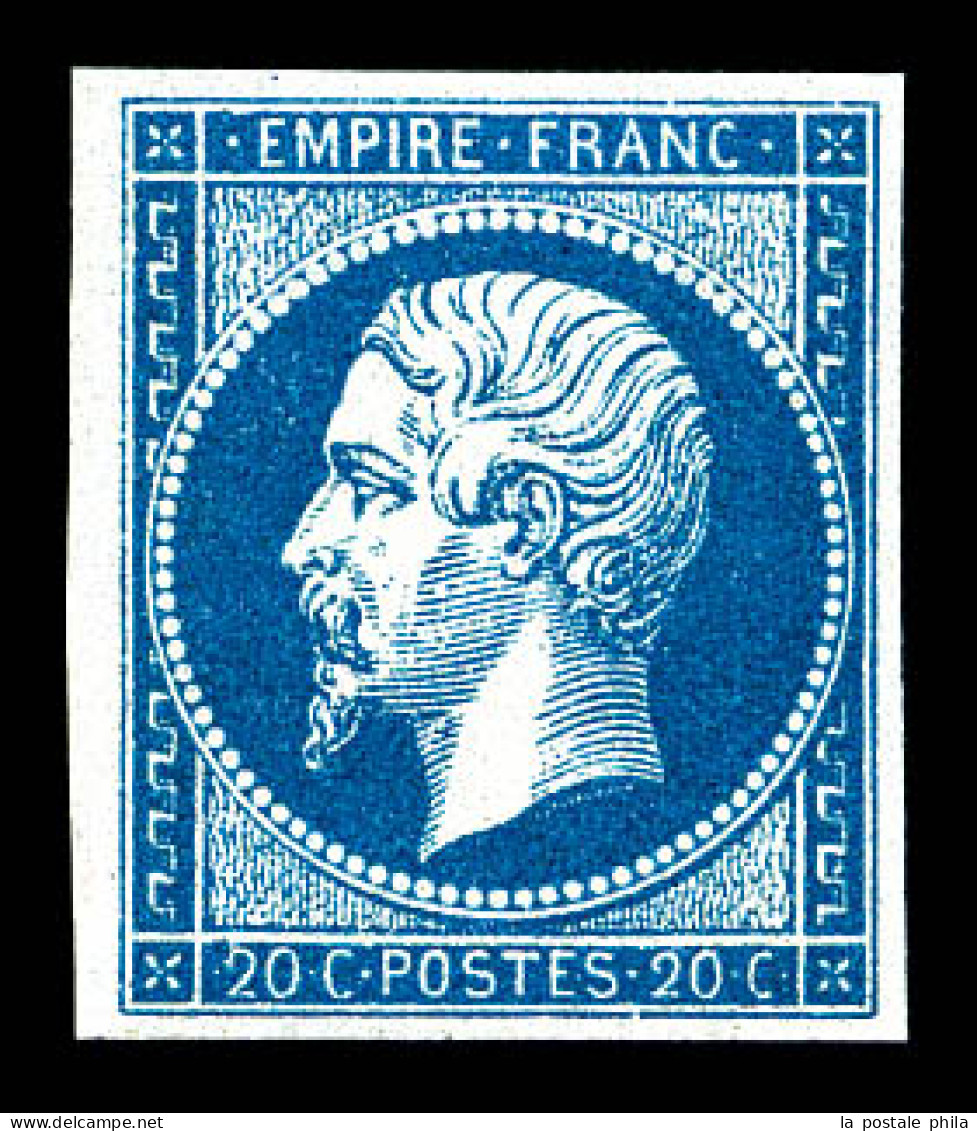 ** N°14, 20c Bleu Nuance Soutenue, Fraîcheur Postale. TTB (certificat)  Qualité: ** - 1853-1860 Napoleon III