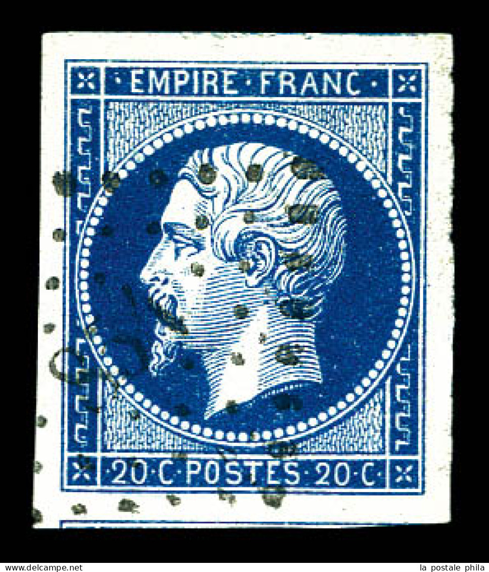 O N°14Aa, 20c Bleu Foncé, Très Grandes Marges Avec Voisin. SUP (certificat)  Qualité: Oblitéré - 1853-1860 Napoleone III