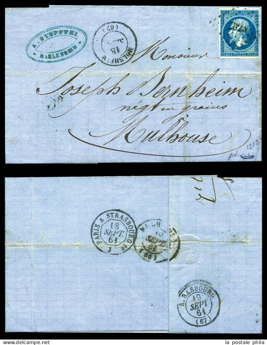 O N°14Ad/Am, 20c Bleu Foncé Sur Vert Et Bleu Sur Vert, Les 2 Lettres TTB  Qualité: Oblitéré  Cote: 775 Euros - 1853-1860 Napoleon III