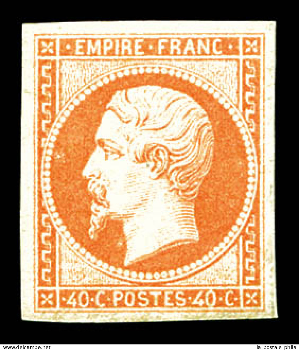 ** N°16, 40c Orange, FRAÎCHEUR POSTALE, SUPERBE (certificat)  Qualité: ** - 1853-1860 Napoleon III