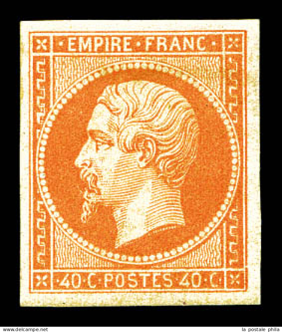 * N°16, 40c Orange, Très Jolie Pièce. TTB. R. (signé Brun/certificat)  Qualité: *  Cote: 3900 Euros - 1853-1860 Napoleone III