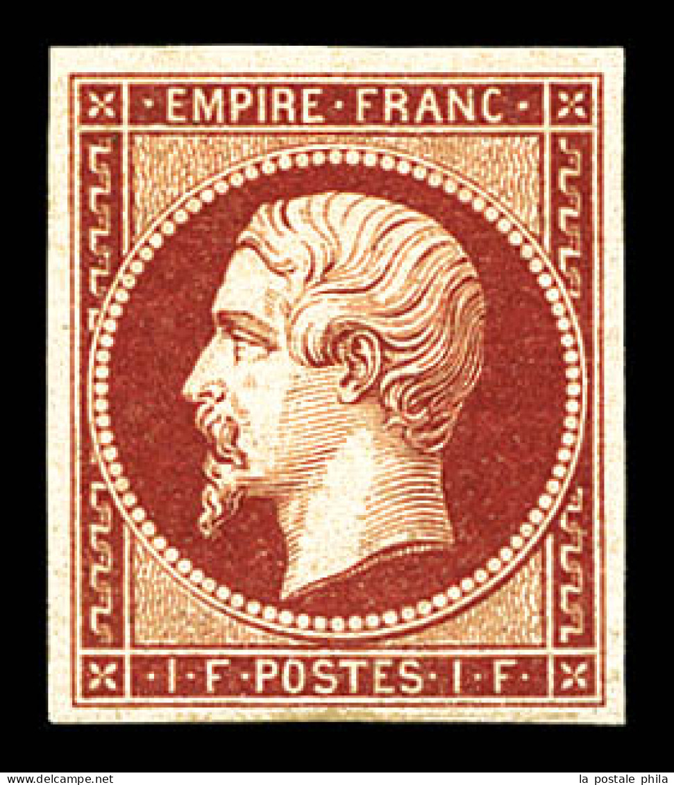 ** N°18, 1F Carmin, Fraîcheur Postale. SUPERBE. R.R. (certificats)  Qualité: ** - 1853-1860 Napoléon III.