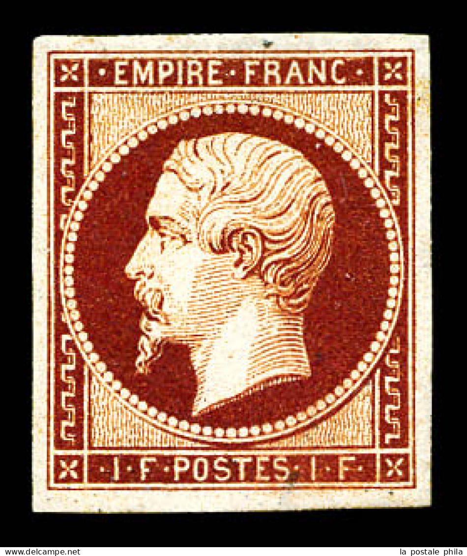 * N°18, 1f Carmin, Replaqué Et Gno, Belle Présentation (signé Calves/Roumet)  Qualité: *  Cote: 9000 Euros - 1853-1860 Napoléon III.