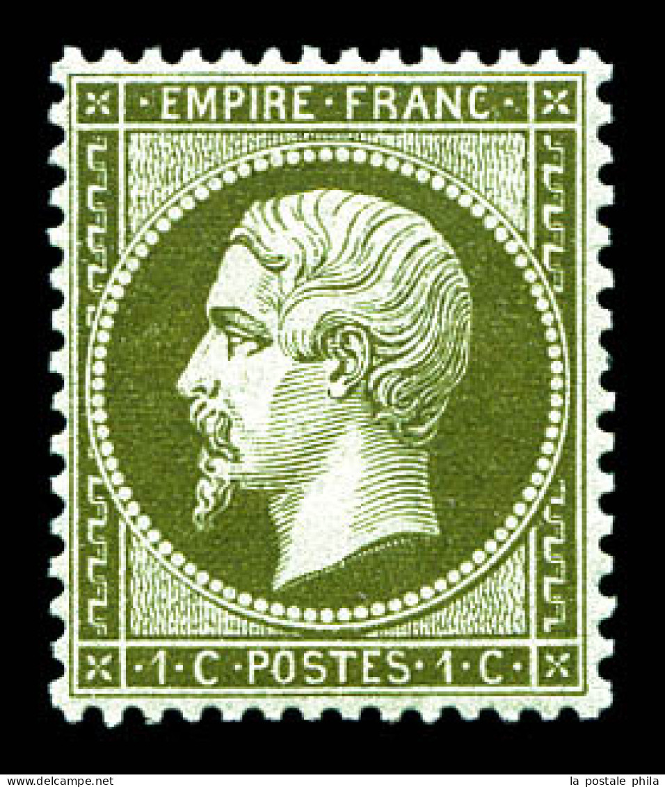 ** N°19a, 1c Vert-bronze, Fraîcheur Postale, Très Bon Centrage. SUP (certificat)  Qualité: ** - 1862 Napoleon III