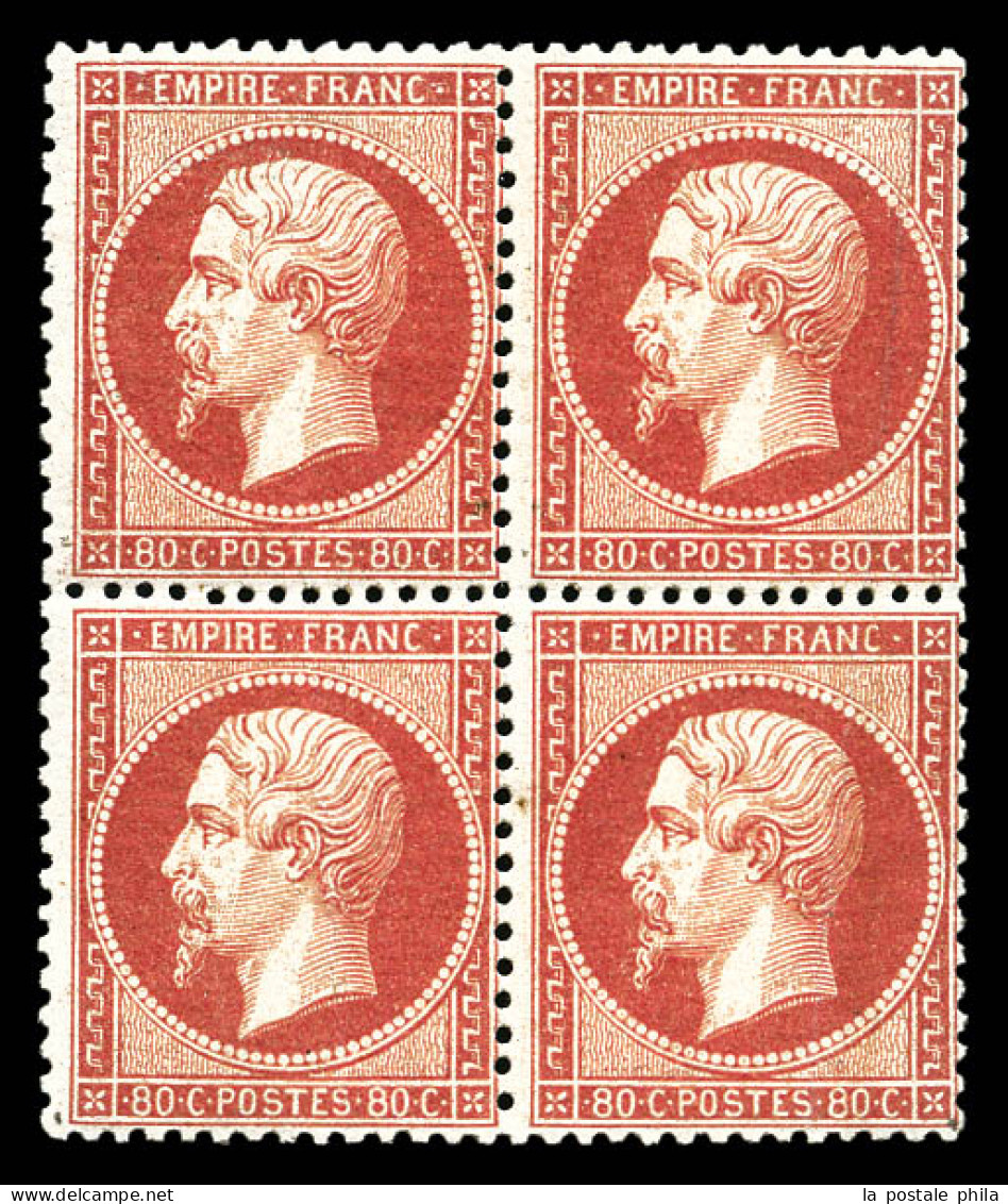 ** N°24, 80c Rose En Bloc De Quatre, Fraîcheur Postale, SUP (certificat)  Qualité: ** - 1862 Napoleon III