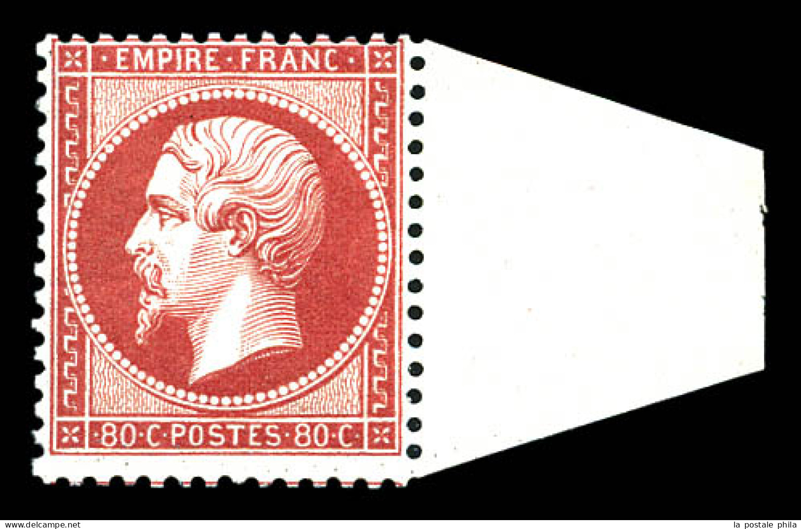 ** N°24, 80c Rose, Bord De Feuille Latéral, Fraîcheur Postale. SUP (certificat)  Qualité: ** - 1862 Napoléon III