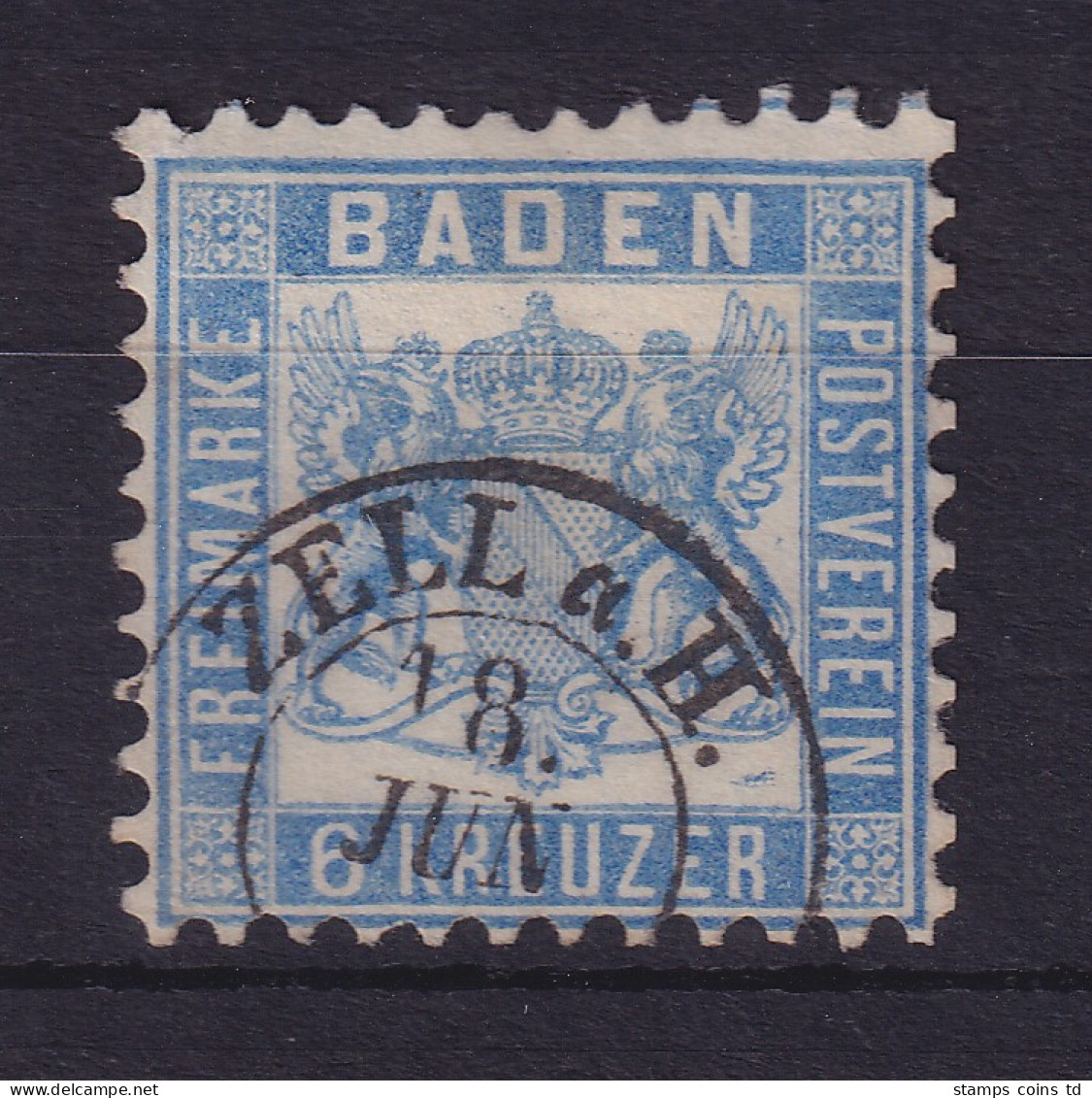 Baden 6 Kreuzer Mi.-Nr. 19a Mit Zweikreis-O ZELL A. H. (Zell Am Hamersbach) - Usados