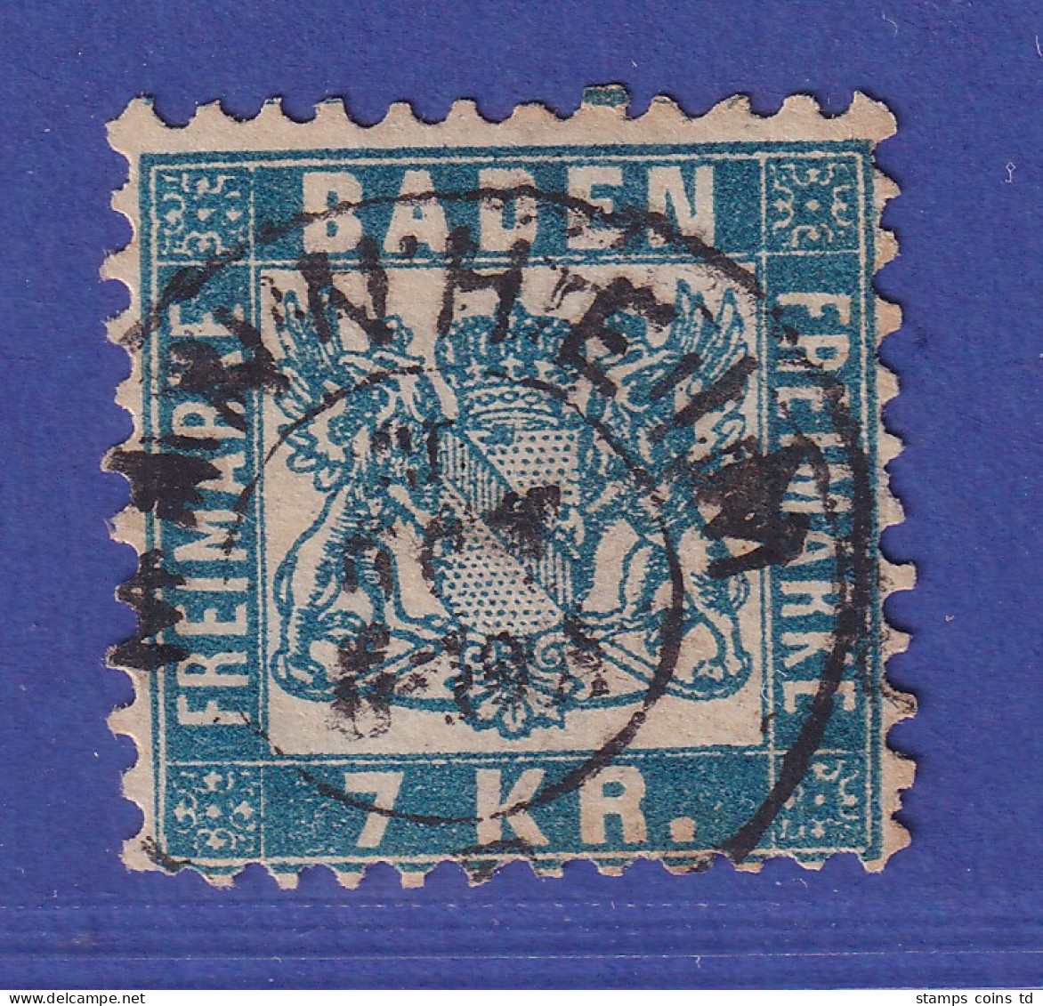 Baden 7 Kreuzer Mi.-Nr. 25  O MANNHEIM - Used