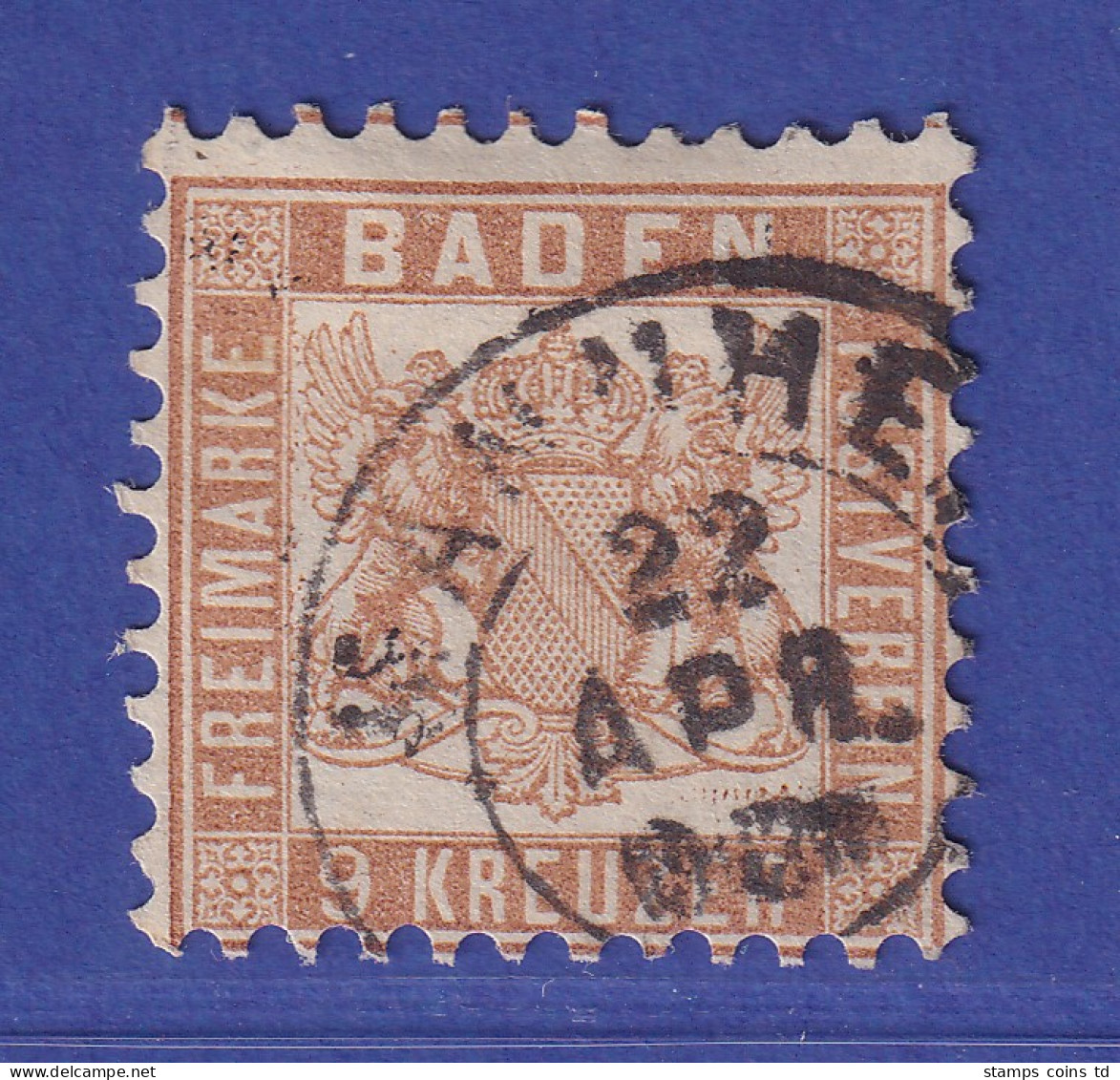 Baden 9 Kreuzer Mi.-Nr. 20b  O MANNHEIM - Used