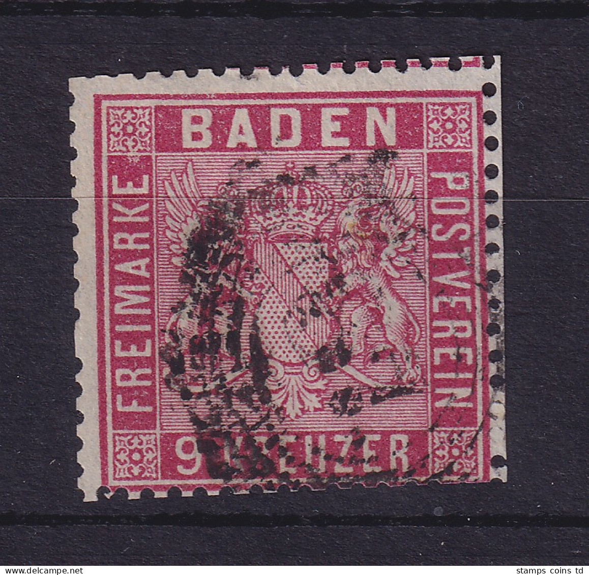 Baden 9 Kreuzer Mi.-Nr. 12 Mit Nummern-Stempel  - Gebraucht