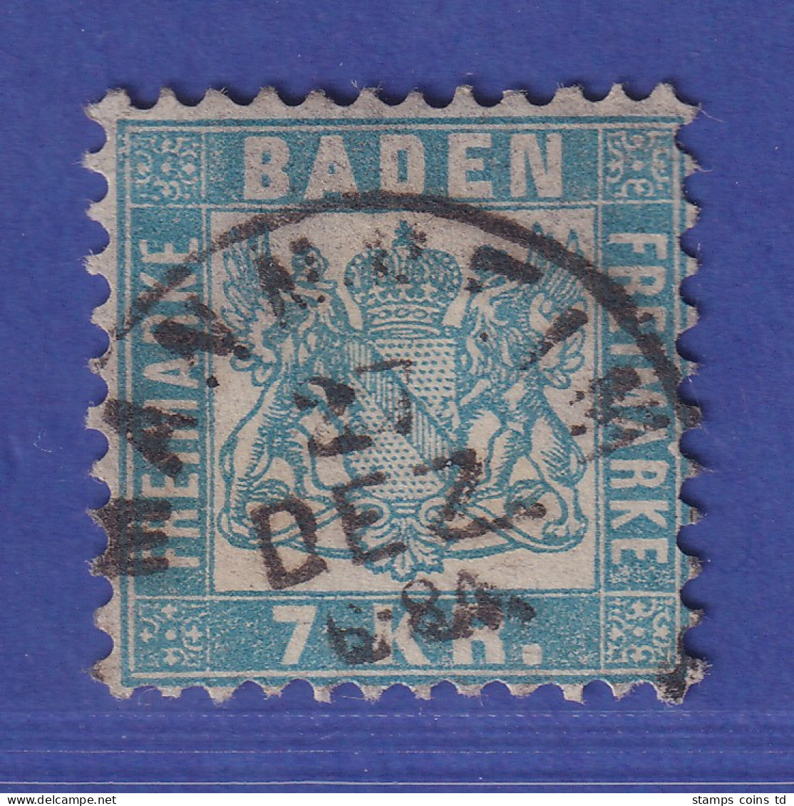 Baden 7 Kreuzer Mi.-Nr. 25b  O MANNHEIM - Gebraucht