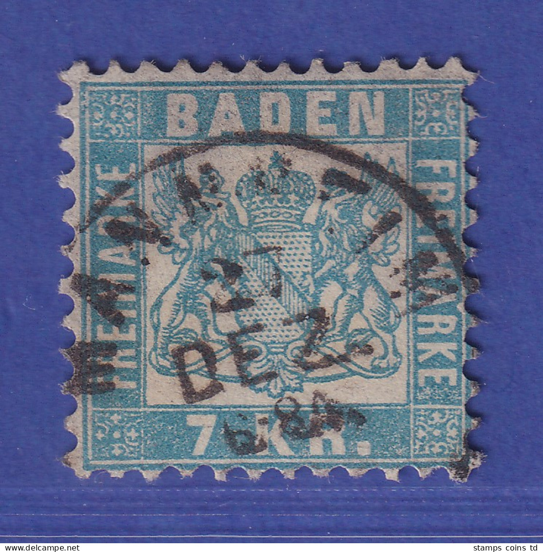Baden 7 Kreuzer Mi.-Nr. 25b  O MANNHEIM - Used