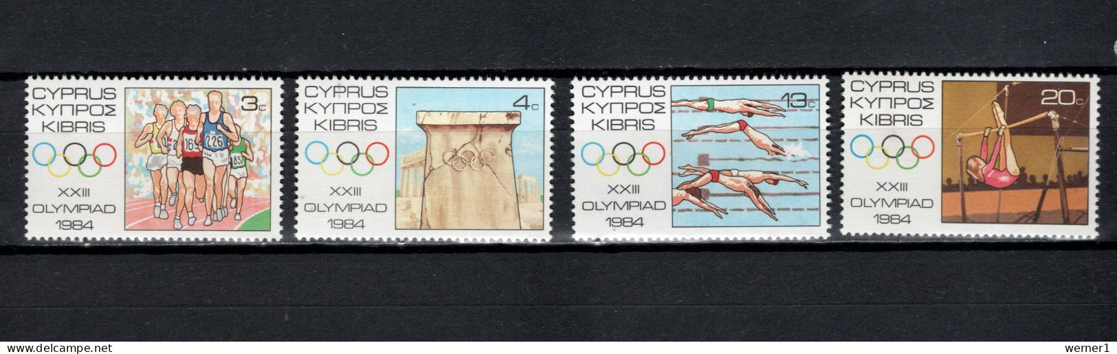 Cyprus 1984 Olympic Games Los Angeles, Swimming, Athletics Set Of 4 MNH - Verano 1984: Los Angeles