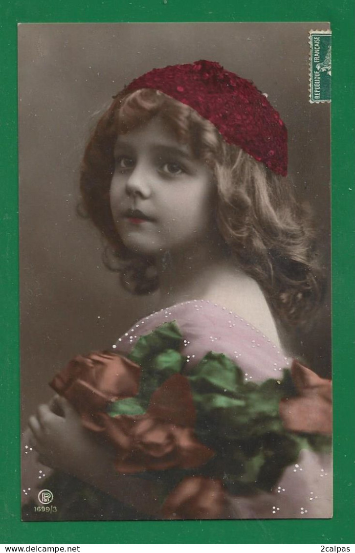 Carte Fantaisie Enfant - Portrait Fillette , Fleurs - Cheveux Bouclés - Girl - Maedchen - Grete Reinwald ? - Portraits