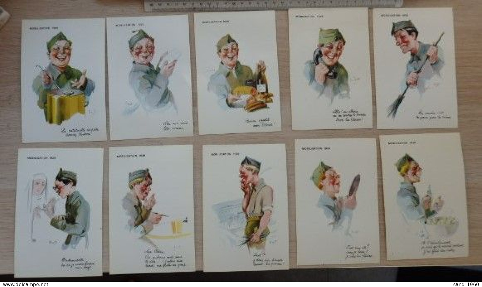 MILITARIA - Mobilisation 1939 - Illustrateur: Em D - Lot De 10 Cartes Postales - 2 Scans - Humour