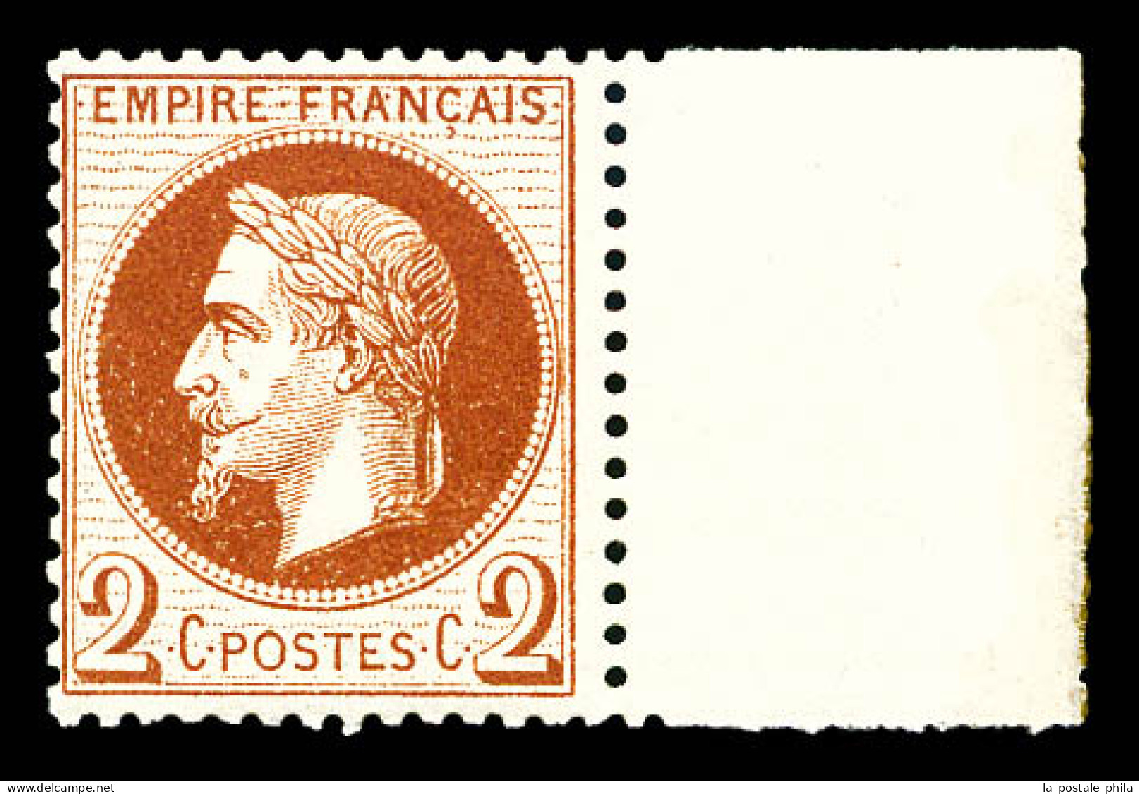 ** N°26B, 2c Rouge Brun Type II, Bord De Feuille Latéral. SUP  Qualité: ** - 1863-1870 Napoleon III With Laurels