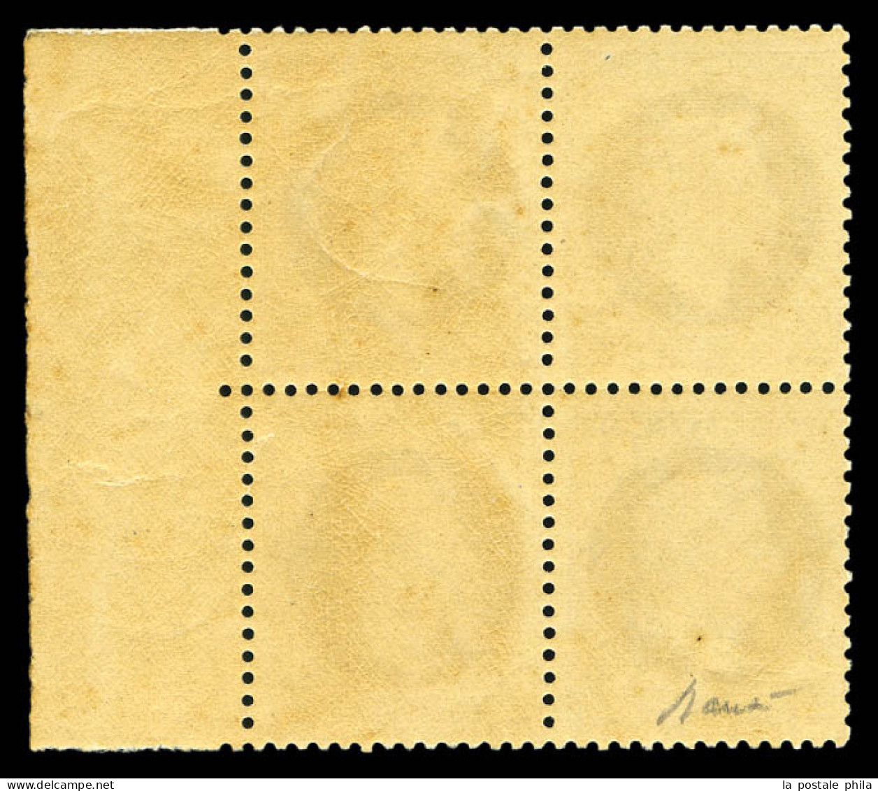 ** N°27B, 4c Gris Type II En Bloc De Quatre Bord De Feuille Latéral, Fraîcheur Postale, TTB (certificat)  Qualité: ** - 1863-1870 Napoleon III With Laurels