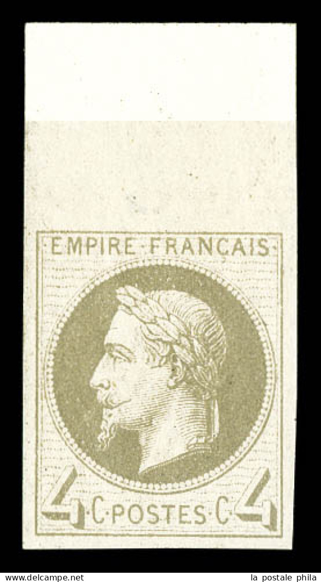 ** N°27Be, Rothschild, 4c Gris Non Dentelé Haut De Feuille, Fraîcheur Postale, SUP (certificat)  Qualité: ** - 1863-1870 Napoleone III Con Gli Allori