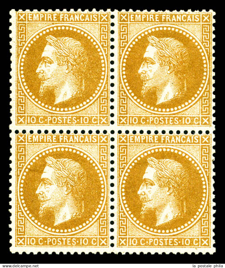 ** N°28B, 10c Bistre Type II En Bloc De Quatre (2ex*), Bon Centrage Et Grande Fraîcheur (certificat)  Qualité: ** - 1863-1870 Napoleon III With Laurels