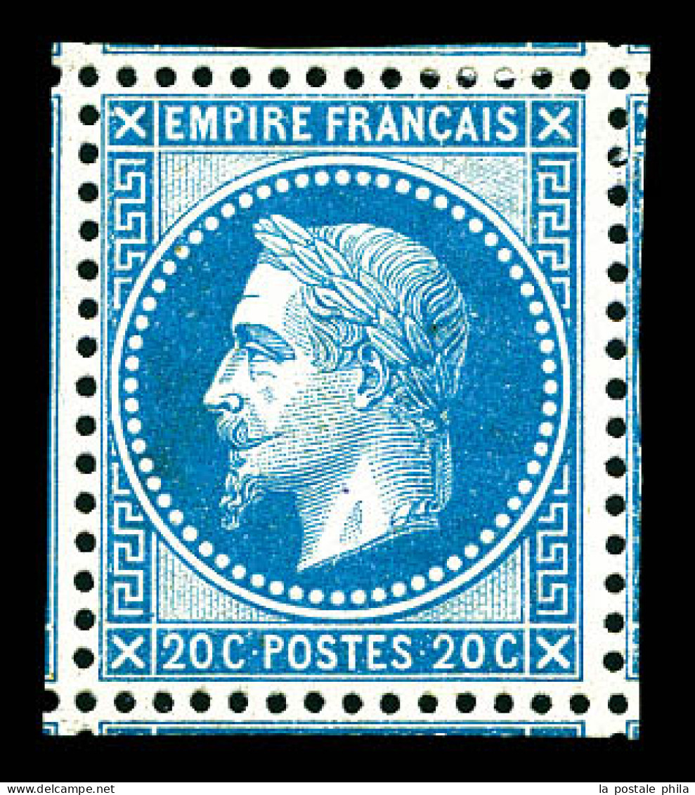 * N°29A, 20c Bleu Type I Encadré De 8 Voisins. SUP (signé Brun/Scheller/certificat)  Qualité: * - 1863-1870 Napoleone III Con Gli Allori