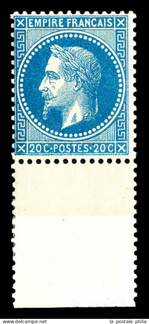 ** N°29B, 20c Bleu Type II Bdf, Fraîcheur Postale. SUP (certificat)  Qualité: ** - 1863-1870 Napoleon III With Laurels