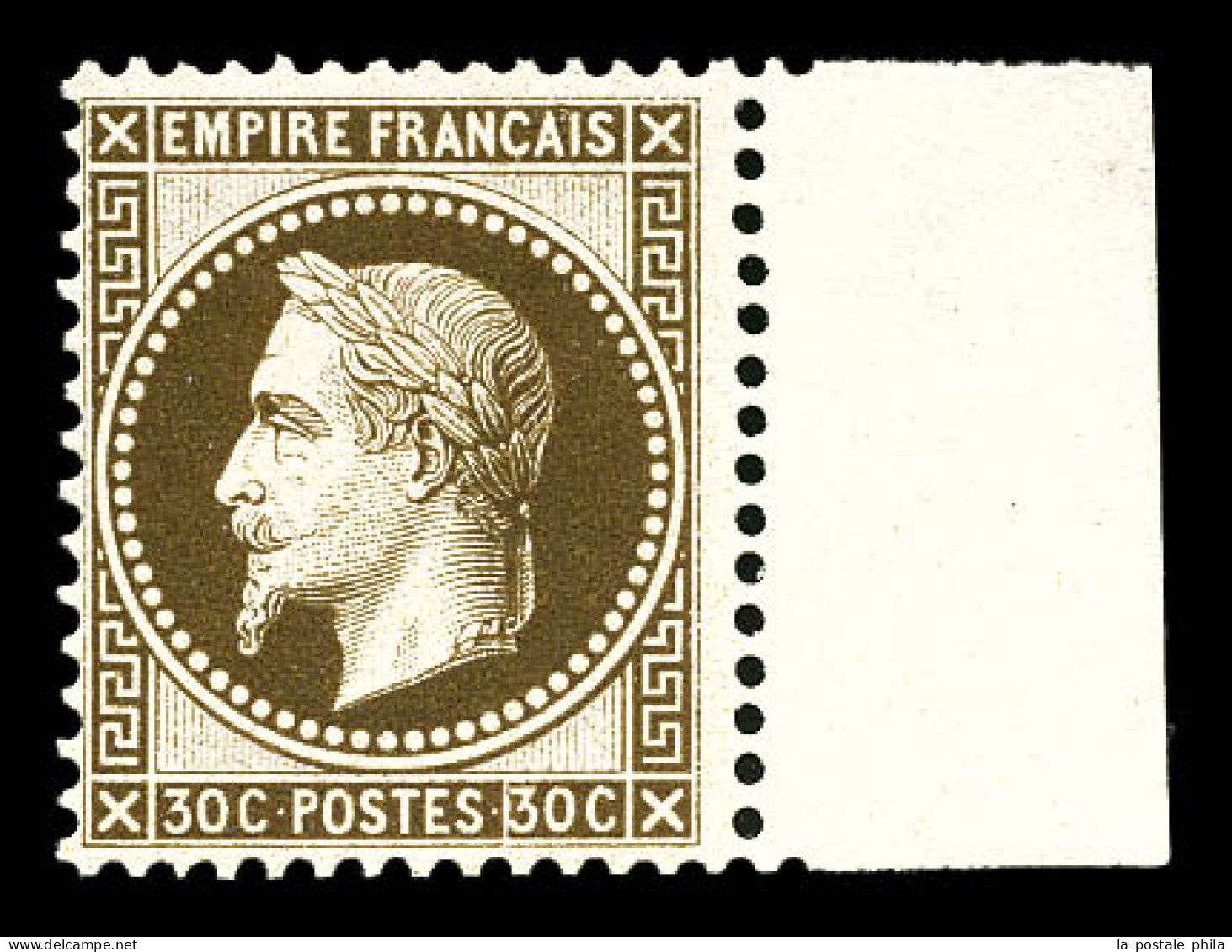 ** N°30, 30c Brun-foncé, Fraîcheur Postale, Bord De Feuille Latéral. SUP (signé Calves/certificat)  Qualité: ** - 1863-1870 Napoleon III Gelauwerd