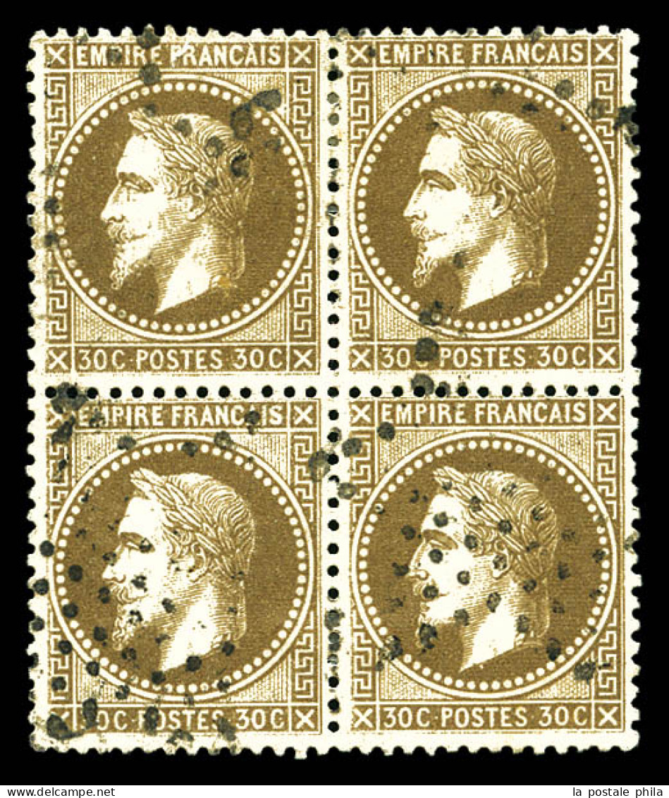 O N°30, 30c Brun En Bloc De Quatre. TTB (signé Brun)  Qualité: Oblitéré  Cote: 425 Euros - 1863-1870 Napoleon III With Laurels