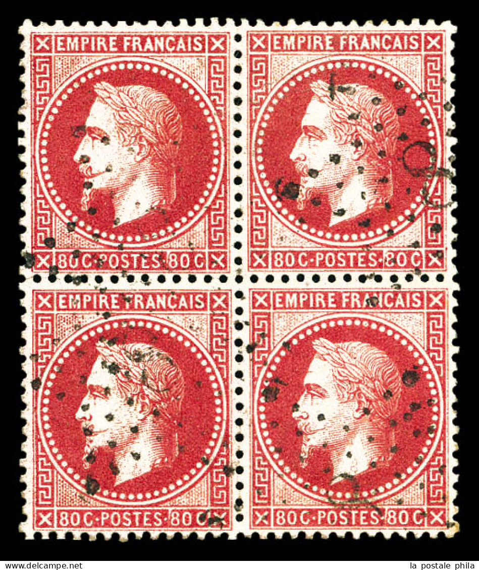 O N°32, 80c Rose En Bloc De Quatre, Très Bon Centrage. SUP  Qualité: Oblitéré - 1863-1870 Napoleon III With Laurels