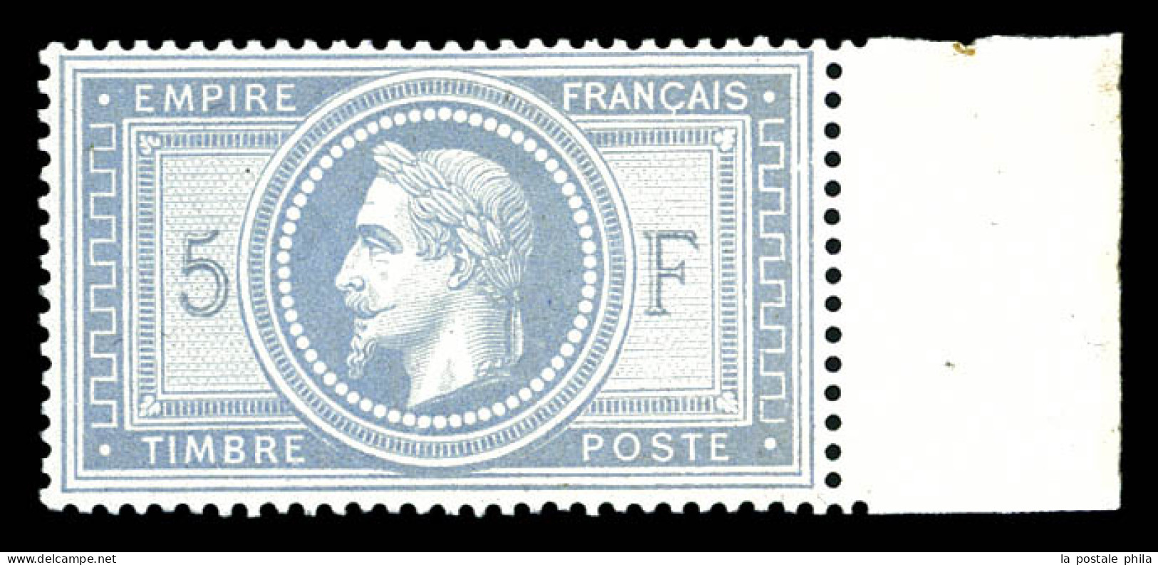 ** N°33, 5F Violet-gris, Très Bon Centrage, Bord De Feuille, FRAÎCHEUR POSTALE. MAGNIFIQUE. R.R. (signé Calves/certifica - 1863-1870 Napoléon III Lauré