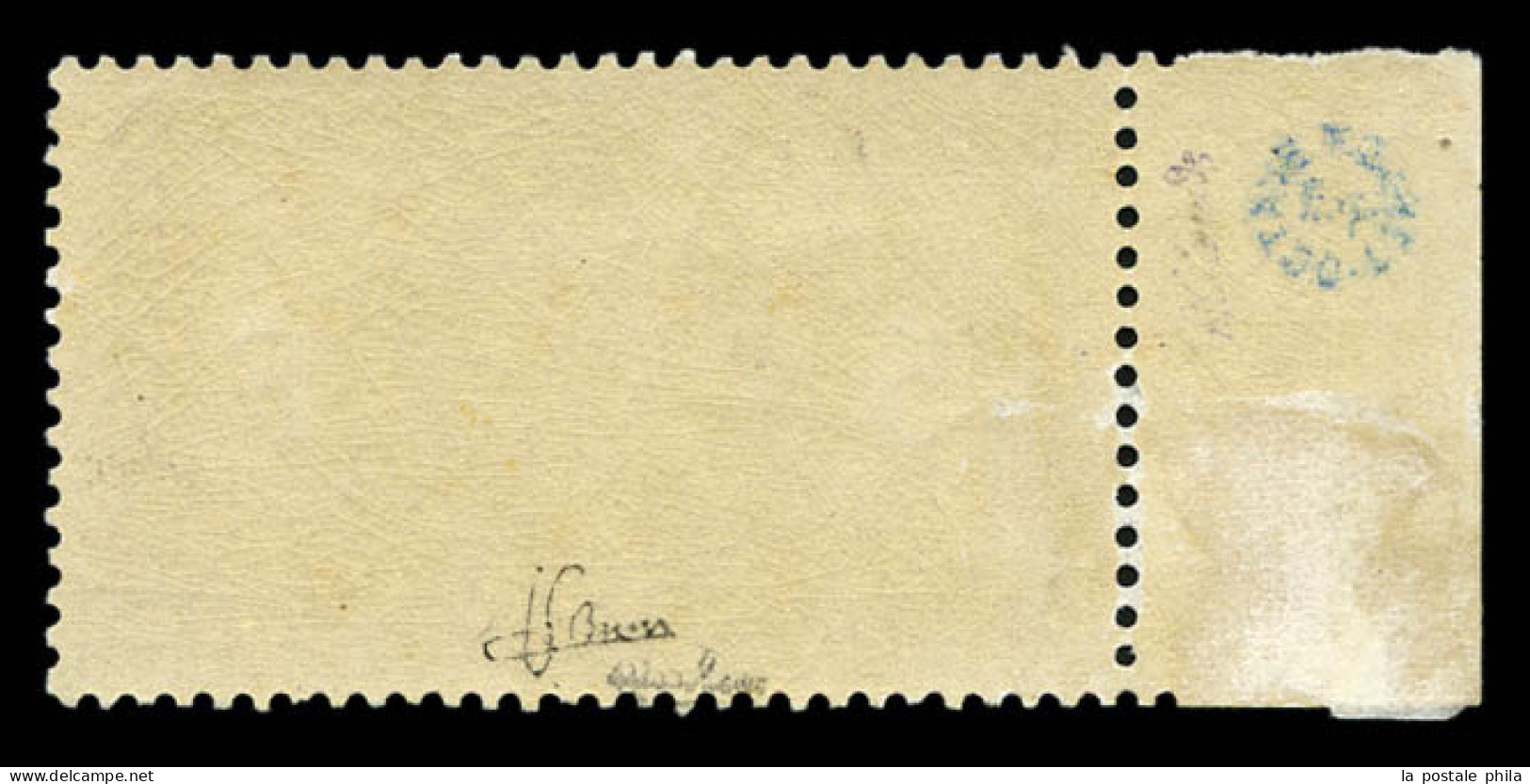 * N°33, Empire, 5F Violet-gris, Bord De Feuille Latéral, Très Belle Gomme, Fraîcheur Postale. SUP. R. (signéBrun/certifi - 1863-1870 Napoléon III Lauré