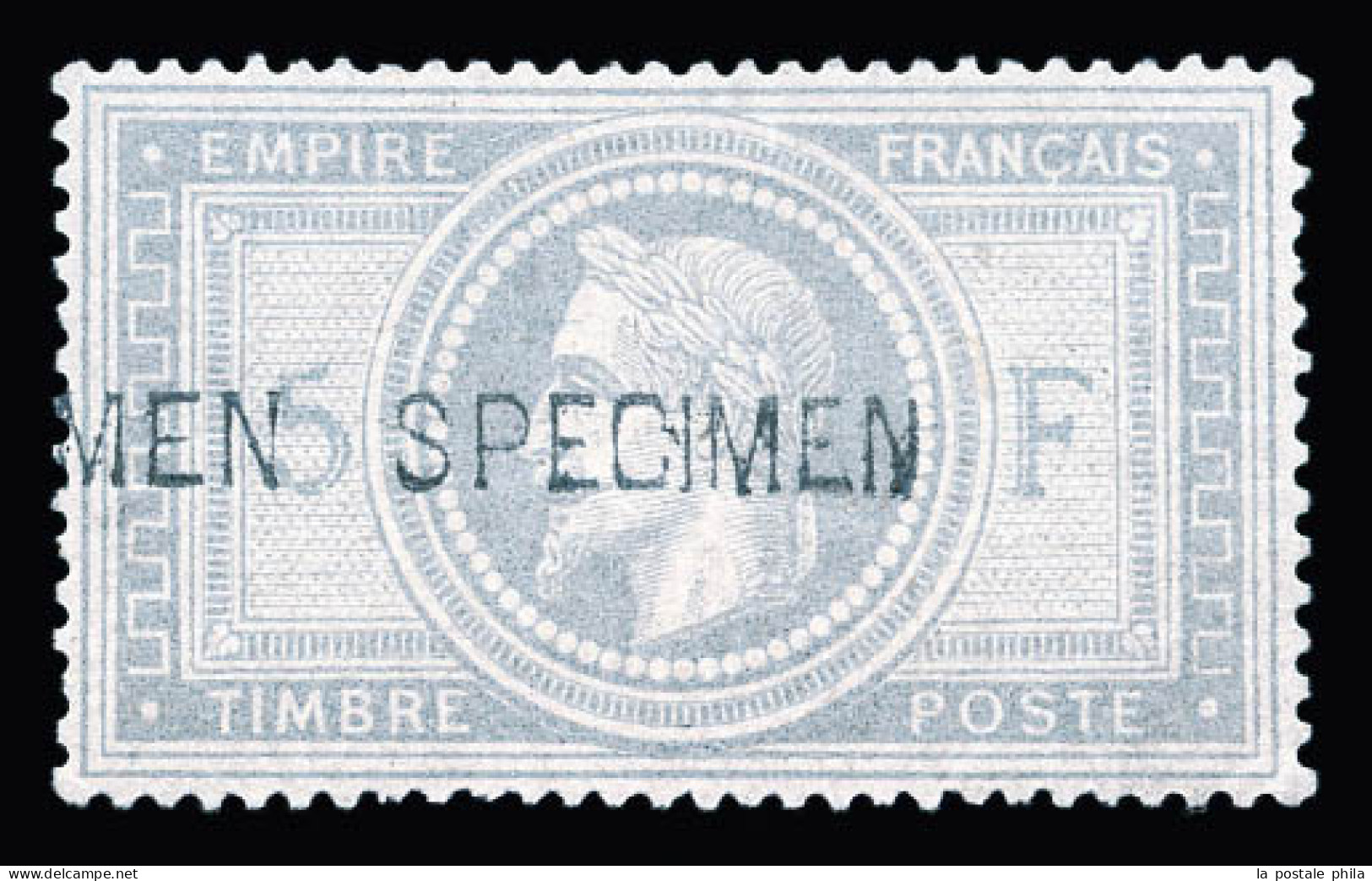 * N°33h, 5F Violet-gris Surchargé 'SPECIMEN' Horizontalement, Très Bon Centrage. SUPERBE. R.R.R (signé Brun/certificats) - 1863-1870 Napoleone III Con Gli Allori