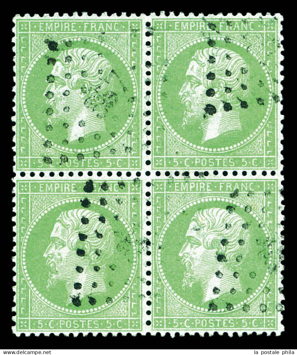 O N°35, 5c Vert-pâle Sur Bleu En Bloc De Quatre. SUP (signé Calves/Brun/certificat)  Qualité: Oblitéré  Cote: 1300 Euros - 1863-1870 Napoleon III With Laurels