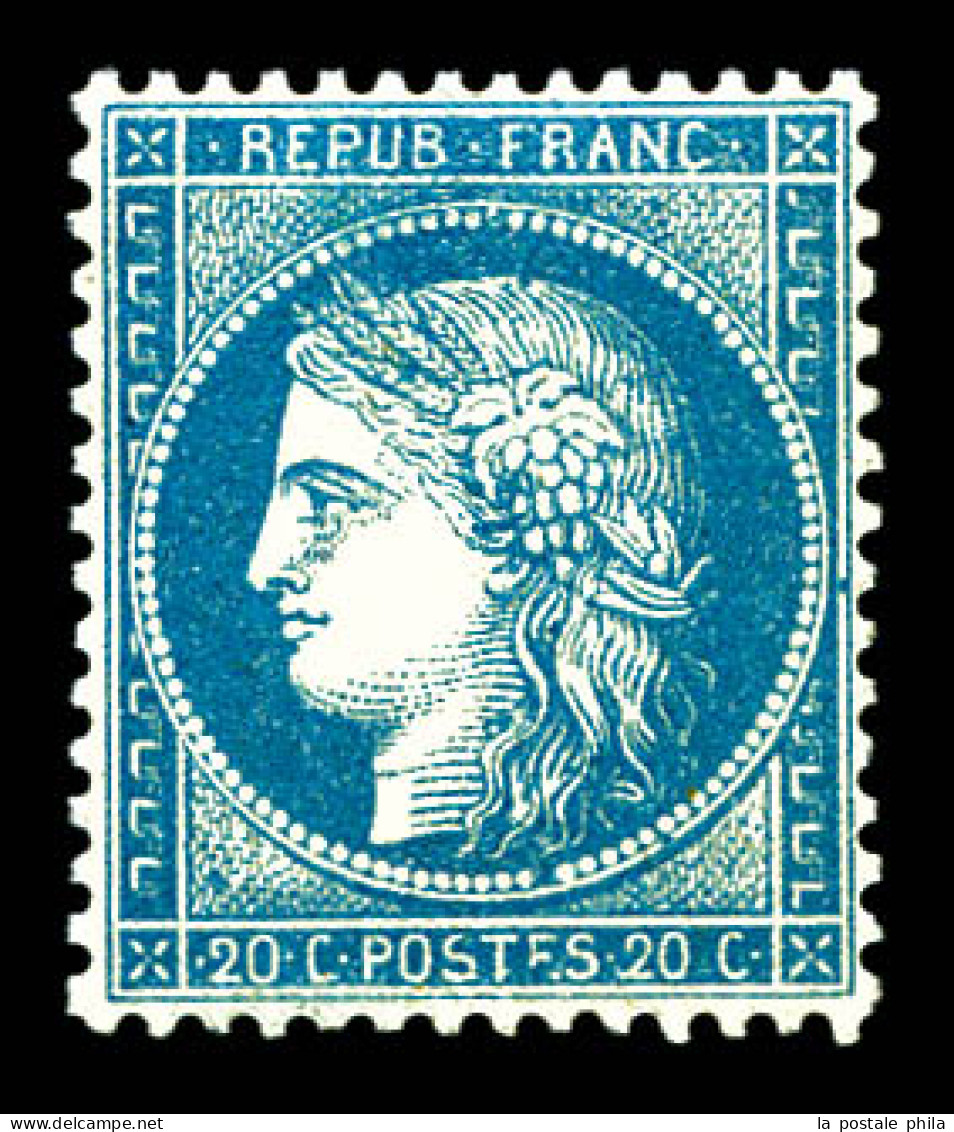 ** N°37, 20c Bleu, Très Bon Centrage, Fraîcheur Postale. SUP (certificat)  Qualité: ** - 1870 Assedio Di Parigi