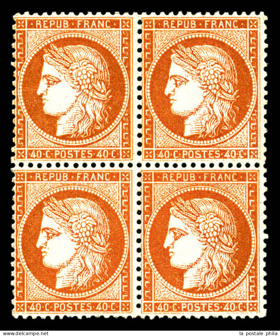 ** N°38, 40c Orange En Bloc De Quatre, Deux Ex*, Fraîcheur Postale (certificat)  Qualité: ** - 1870 Belagerung Von Paris