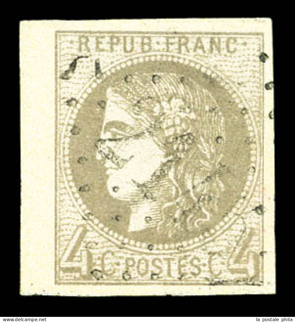 O N°41B, 4c Gris4c Gris Report 2, Bord De Feuille. TTB (signé Brun)  Qualité: Oblitéré  Cote: 350 Euros - 1870 Bordeaux Printing