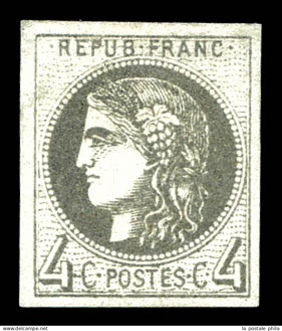 * N°41Bc, 4c Gris-noir Report 2, NUANCE RARE. SUPERBE (signé Calves/certificats)  Qualité: *  Cote: 4000 Euros - 1870 Bordeaux Printing