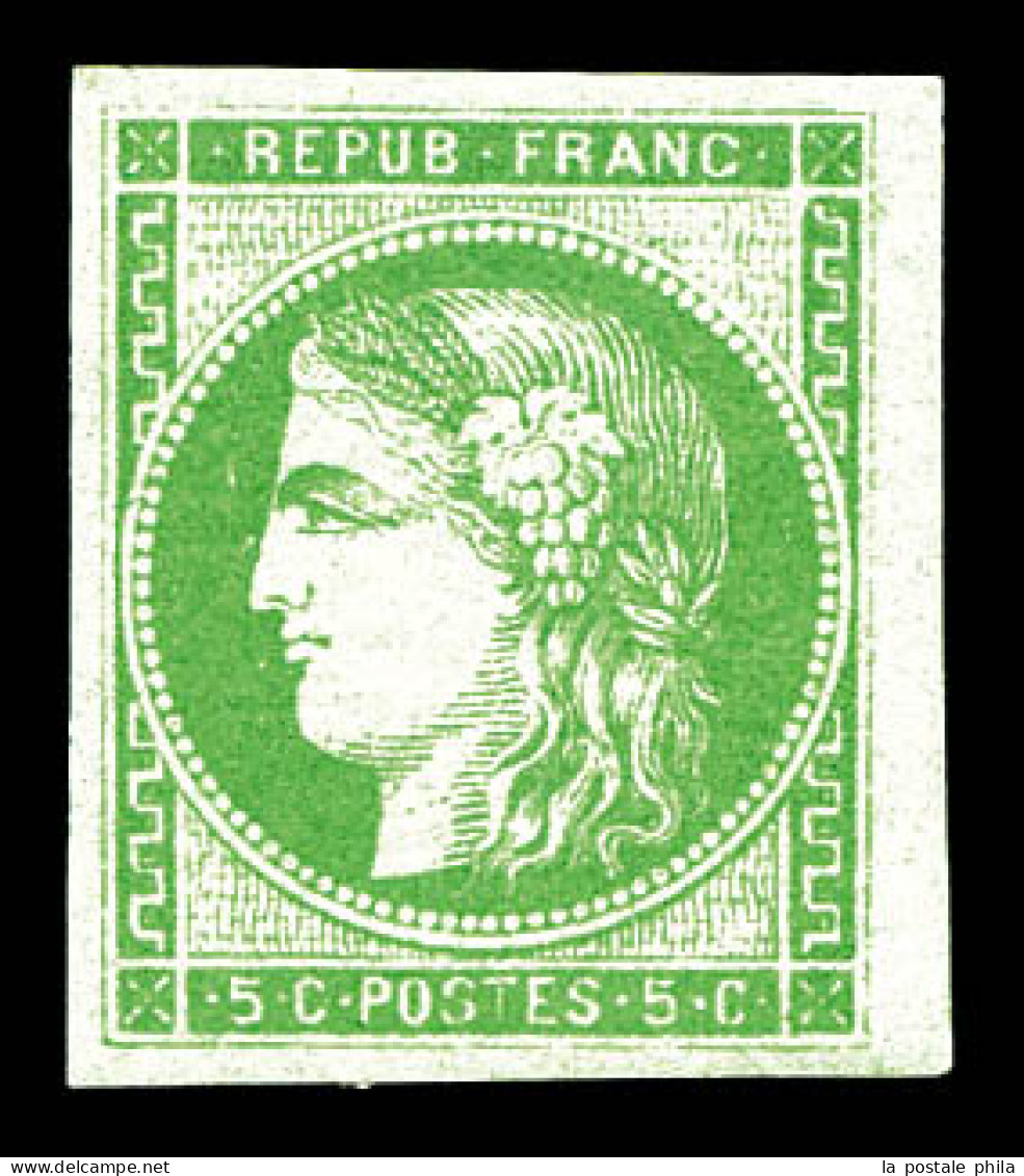 * N°42A, 5c Vert-jaune Report 1, Position 15 Du Report, Belles Marges, Fraîcheur Postale, R.R.R (certificat)  Qualité: * - 1870 Emisión De Bordeaux