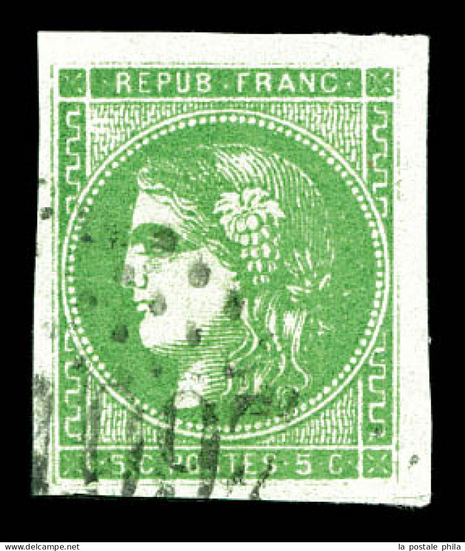 O N°42B, 5c Vert-jaune, Belles Marges. TTB (signé Scheller)  Qualité: Oblitéré  Cote: 220 Euros - 1870 Bordeaux Printing