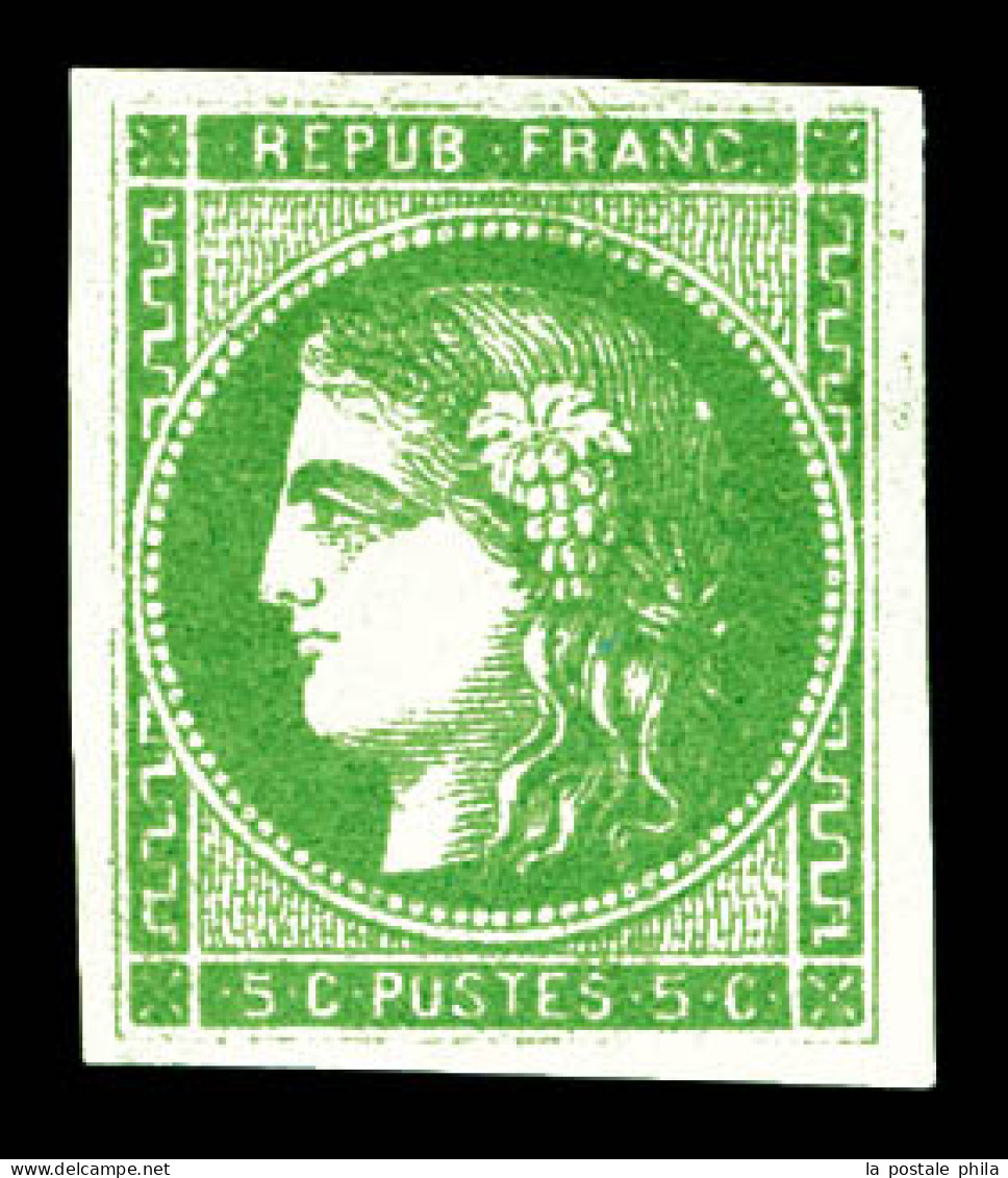 * N°42Ba, 5c Vert-jaune Foncé Report 2. TB  Qualité: *  Cote: 450 Euros - 1870 Bordeaux Printing