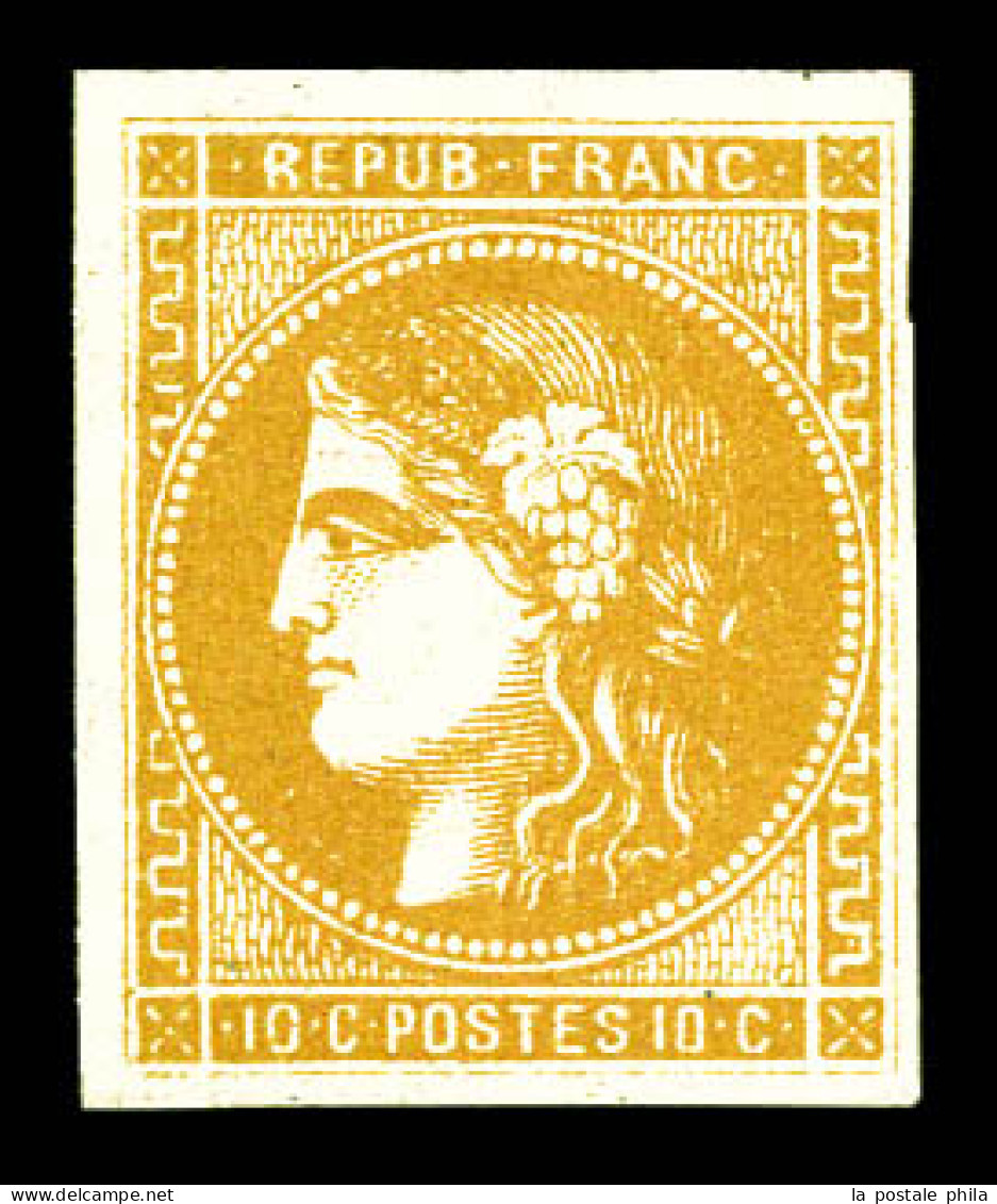 ** N°43A, 10c Bistre Report 1, Fraîcheur Postale. SUP (certificat)  Qualité: ** - 1870 Bordeaux Printing