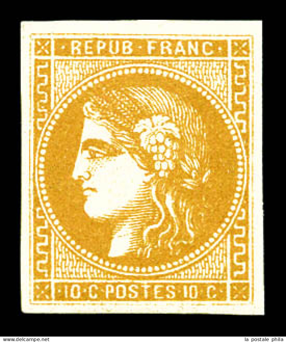 * N°43A, 10c Bistre Report 1, Quatre Belles Marges, Quasi**. SUP (signé Brun/certificat)  Qualité: *  Cote: 1250 Euros - 1870 Bordeaux Printing