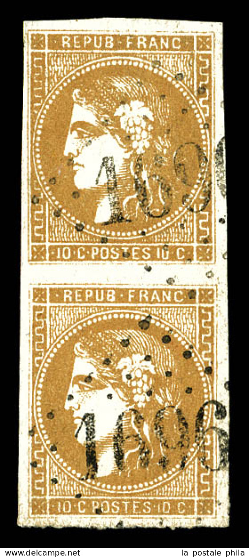 O N°43A, 10c Bistre Report 1 En Paire TB  Qualité: Oblitéré  Cote: 220 Euros - 1870 Bordeaux Printing